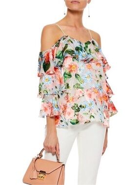 Alice + Olivia Marylee Pink Floral Silk Blend Fil
Coupé Camisole Top Size Medium